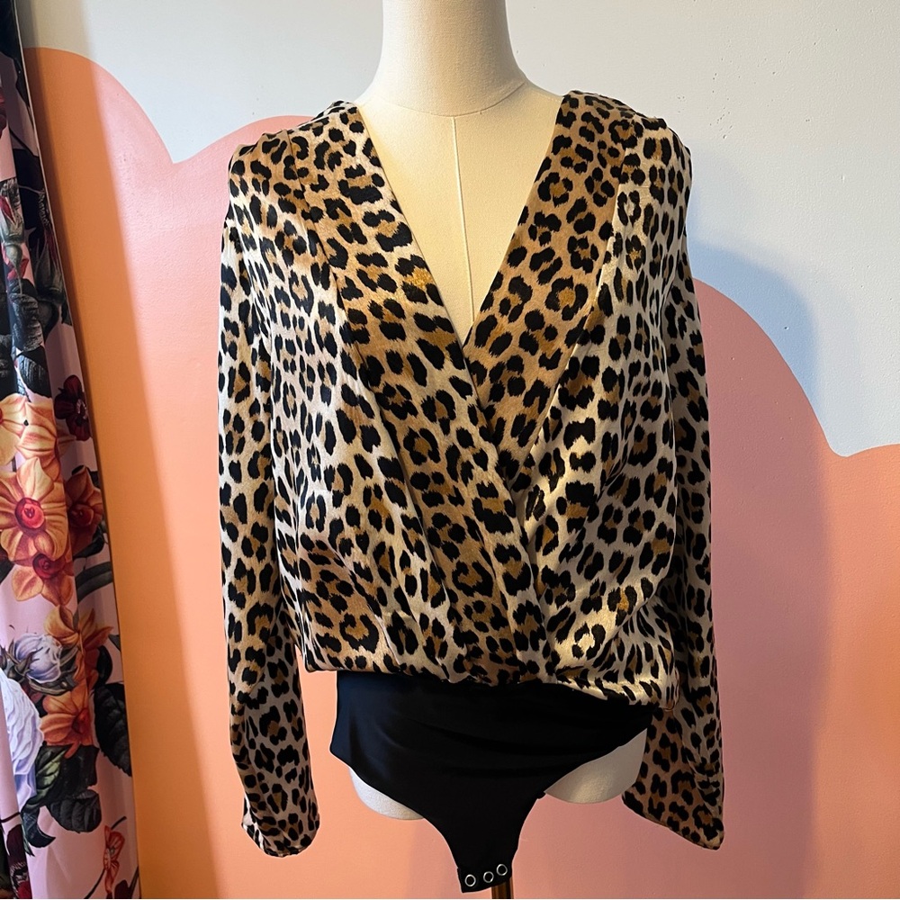 zara leopard print bodysuit size xl